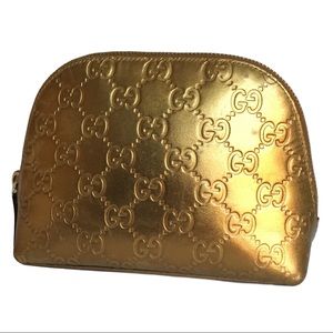 Gucci Guccissima Leather Cosmetic Bag Bronze Gold